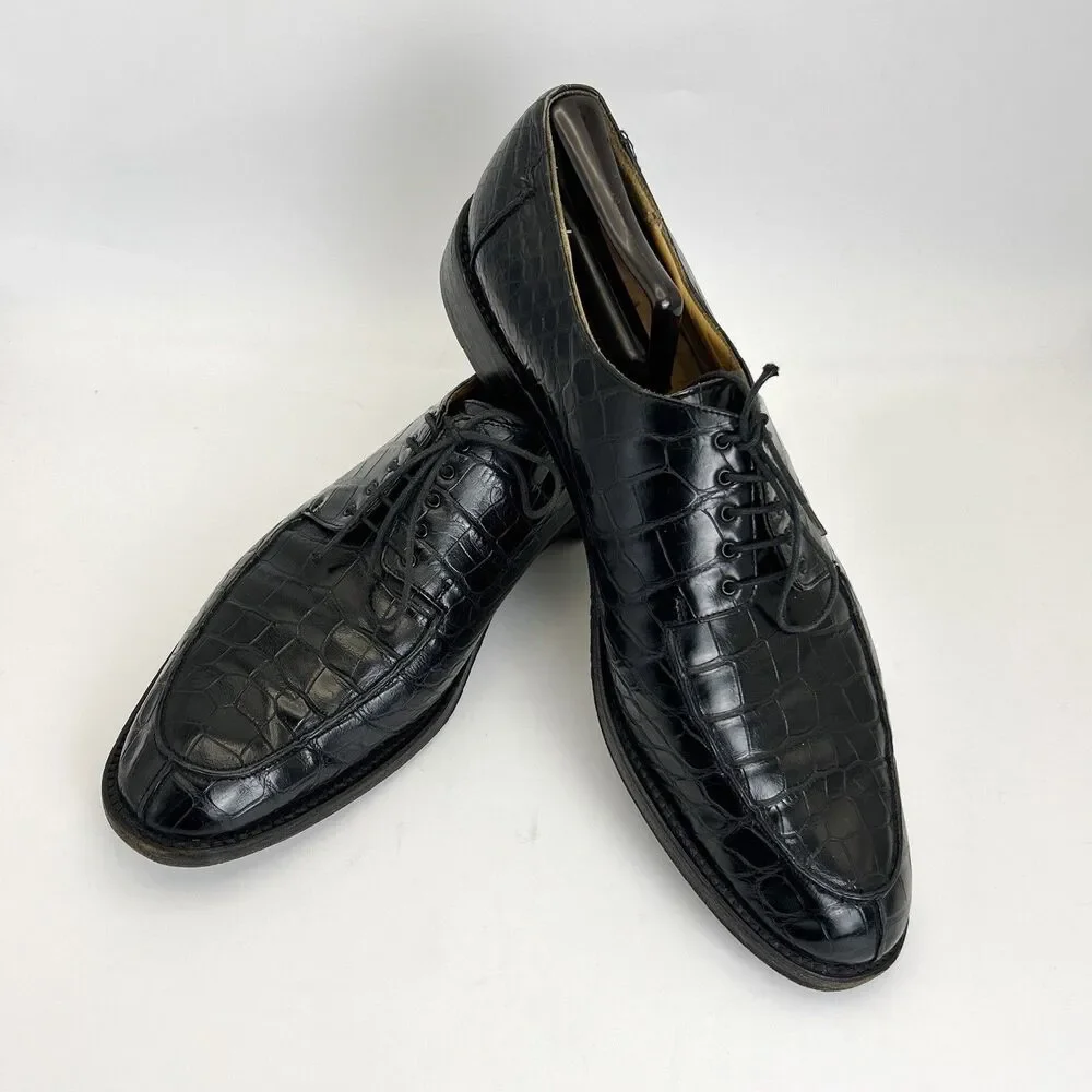 Salvatore Ferragamo CROCODILE ALLIGATOR Dress Shoes Mens Sz 13 Norwegian Split